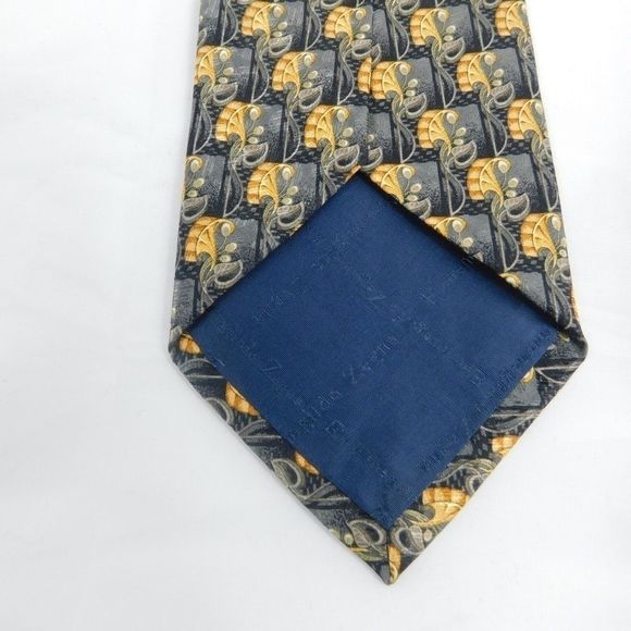 NWT Ermenegildo Zegna Black & Gold  Silk Tie - Picture 3 of 5